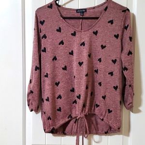 Pink top with hearts